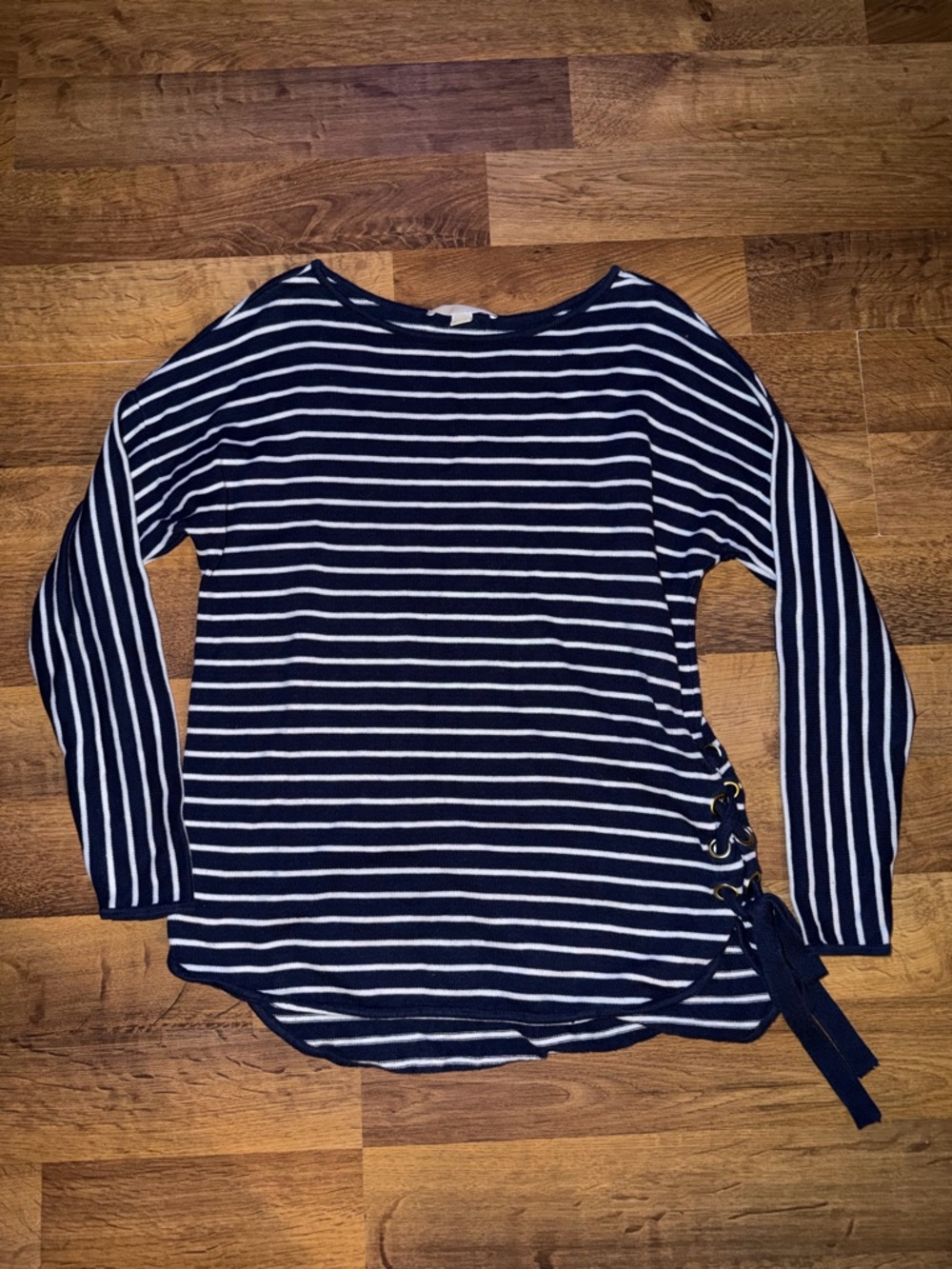 Michael Kors Navy and White Striped Knit Top